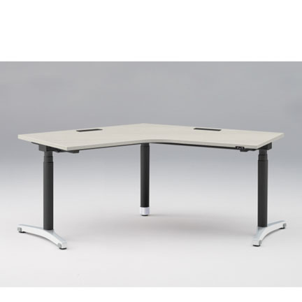 トイロ 120°オペレーションデスク W1200 JZD-2277KA2-APH 昇降スイッチタイプ 平エッジ  [脚カラー : アルミミラー / 天板カラー 61 / アッシュドパインL ]