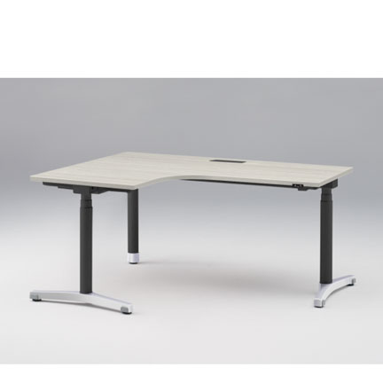 トイロ 90°オペレーションデスク W1200 (左凸) JZD-6277KLA2APH 昇降スイッチタイプ 平エッジ  [脚カラー : アルミミラー / 天板カラー 61 / アッシュドパインL ]