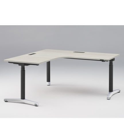 トイロ 90°オペレーションデスク W1600 JZD-6677KA2-APH 昇降スイッチタイプ 平エッジ  [脚カラー : アルミミラー / 天板カラー 61 / アッシュドパインL ]