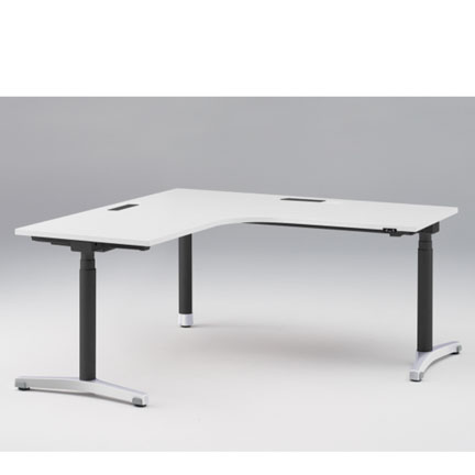 トイロ 90°オペレーションデスク W1600 JZD-6677KA2-APL 昇降スイッチタイプ 平エッジ  [脚カラー : アルミミラー / 天板カラー W9 / ホワイトW ]