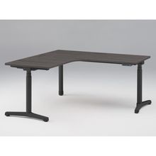 トイロ90°オペレーションデスク JZD-6677KB-ATR　平エッジ/インジゲータ付昇降スイッチタイプ/塗装脚 ［脚：ブラック×天板：81アッシュドオークD］