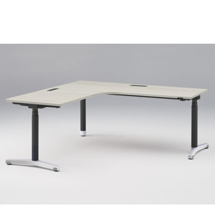 トイロ 90°オペレーションデスク W1800 JZD-8877KA2-APH 昇降スイッチタイプ 平エッジ  [脚カラー : アルミミラー / 天板カラー 61 / アッシュドパインL ]