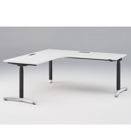 トイロ 90°オペレーションデスク W1800 JZD-8877KA2-APL 昇降スイッチタイプ 平エッジ  [脚カラー : アルミミラー / 天板カラー W9 / ホワイトW ]
