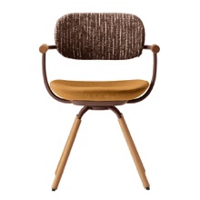 ［ 公式ストアモデル ・ 組立式 ] バーテブラ03 （vertebra03） 4本脚 （ 座面回転 ） KG-877KW-F2118C 木タイプ / オークライト  本体 :  F2 / チェスナットブラウン  ［ KW張地 : 118 / Hickory & Penny ]