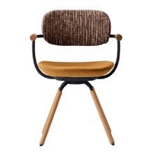 ［ 公式ストアモデル ・ 組立式 ] バーテブラ03 （vertebra03） 4本脚 （ 座面回転 ） KG-877KW-T1118C 木タイプ / オークライト  本体 :  T1 / ブラックT  ［ KW張地 : 118 / Hickory & Penny ]