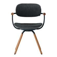 ［ 公式ストアモデル ・ 組立式 ] バーテブラ03 （vertebra03） 4本脚 （ 座面回転 ） KG-877KZ-G111C 木タイプ / オークライト  本体 :  G1 / ダークグリーン  ［ KZ張地 : 11 / DarkGrey ]