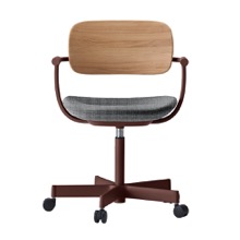 バーテブラ03WOOD （ vertebra03WOOD ） 5本脚 KG805CD-F2C501 本体  :  ブラウン ナイロン双輪キャスター ［ 背WOOD × 座クッション  :  クリア × CD張地  :  C5 / グレー ]