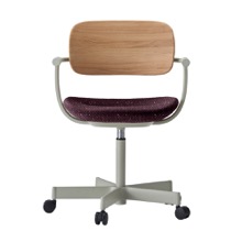 バーテブラ03WOOD （ vertebra03WOOD ） 5本脚 KG805CD-L4X701 本体  :  ペールオリーブ ナイロン双輪キャスター ［ 背WOOD × 座クッション  :  クリア × CD張地  :  X7 / プラムパープル ]