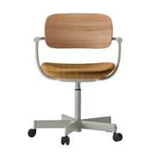 バーテブラ03WOOD （ vertebra03WOOD ） 5本脚 KG805CD-L4Y201 本体  :  ペールオリーブ ナイロン双輪キャスター ［ 背WOOD × 座クッション  :  クリア × CD張地  :  Y2 / ディープイエロー ]