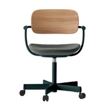 バーテブラ03WOOD （ vertebra03WOOD ） 5本脚 KG805KC-G11201 本体  :  ダークグリーン ナイロン双輪キャスター ［ 背WOOD × 座クッション  :  クリア × KC張地  :  12 / Mineral ]