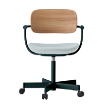 バーテブラ03WOOD （ vertebra03WOOD ） 5本脚 KG805KC-G1201 本体  :  ダークグリーン ナイロン双輪キャスター ［ 背WOOD × 座クッション  :  クリア × KC張地  :  2 / Gravel ]