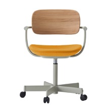 バーテブラ03WOOD （ vertebra03WOOD ） 5本脚 KG805KC-L4401 本体  :  ペールオリーブ ナイロン双輪キャスター ［ 背WOOD × 座クッション  :  クリア × KC張地  :  4 / Zest ]