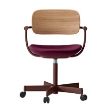 バーテブラ03WOOD （ vertebra03WOOD ） 5本脚 KG805KS-F21001 本体  :  ブラウン ナイロン双輪キャスター ［ 背WOOD × 座クッション  :  クリア × KS張地  :  10 / Cranberry ]