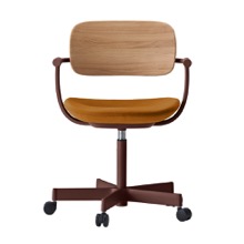 バーテブラ03WOOD （ vertebra03WOOD ） 5本脚 KG805KS-F21101 本体  :  ブラウン ナイロン双輪キャスター ［ 背WOOD × 座クッション  :  クリア × KS張地  :  11 / Penny ]