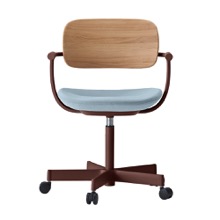 バーテブラ03WOOD （ vertebra03WOOD ） 5本脚 KG805KS-F2501 本体  :  ブラウン ナイロン双輪キャスター ［ 背WOOD × 座クッション  :  クリア × KS張地  :  5 / Sea Breeze ]