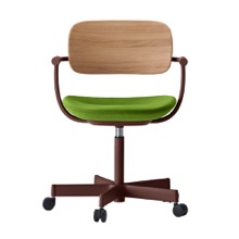 バーテブラ03WOOD （ vertebra03WOOD ） 5本脚 KG805KS-F2801 本体  :  ブラウン ナイロン双輪キャスター ［ 背WOOD × 座クッション  :  クリア × KS張地  :  8 / Basil ]