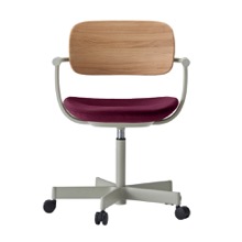 バーテブラ03WOOD （ vertebra03WOOD ） 5本脚 KG805KS-L41001 本体  :  ペールオリーブ ナイロン双輪キャスター ［ 背WOOD × 座クッション  :  クリア × KS張地  :  10 / Cranberry ]