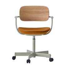 バーテブラ03WOOD （ vertebra03WOOD ） 5本脚 KG805KS-L41101 本体  :  ペールオリーブ ナイロン双輪キャスター ［ 背WOOD × 座クッション  :  クリア × KS張地  :  11 / Penny ]