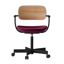 バーテブラ03WOOD （ vertebra03WOOD ） 5本脚 KG805KS-T11001 本体  :  ブラック ナイロン双輪キャスター ［ 背WOOD × 座クッション  :  クリア × KS張地  :  10 / Cranberry ]