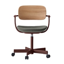 バーテブラ03WOOD （ vertebra03WOOD ） 5本脚 KG805SD-F2F101 本体  :  ブラウン ナイロン双輪キャスター ［ 背WOOD × 座クッション  :  クリア × SD張地  :  F1 / トープブラウン ]