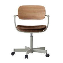 バーテブラ03WOOD （ vertebra03WOOD ） 5本脚 KG805SD-L4D901 本体  :  ペールオリーブ ナイロン双輪キャスター ［ 背WOOD × 座クッション  :  クリア × SD張地  :  D9 / ディープオレンジ ]