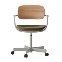 バーテブラ03WOOD （ vertebra03WOOD ） 5本脚 KG805SD-L4K201 本体  :  ペールオリーブ ナイロン双輪キャスター ［ 背WOOD × 座クッション  :  クリア × SD張地  :  K2 / アンバー ]