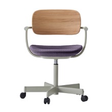 バーテブラ03WOOD （ vertebra03WOOD ） 5本脚 KG805SD-L4X401 本体  :  ペールオリーブ ナイロン双輪キャスター ［ 背WOOD × 座クッション  :  クリア × SD張地  :  X4 / グレイッシュパープル ]