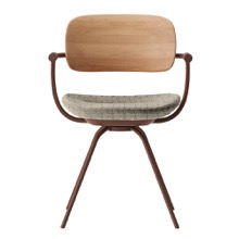 バーテブラ03WOOD （ vertebra03WOOD ） 4本脚 （ 座面回転 ） KG815CD-F2H901 本体  :  ブラウン ［ 背WOOD × 座クッション  :  クリア × CD張地  :  H9 / エクリュベージュ ]