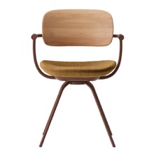 バーテブラ03WOOD （ vertebra03WOOD ） 4本脚 （ 座面回転 ） KG815CD-F2Y201 本体  :  ブラウン ［ 背WOOD × 座クッション  :  クリア × CD張地  :  Y2 / ディープイエロー ]