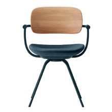 バーテブラ03WOOD （ vertebra03WOOD ） 4本脚 （ 座面回転 ） KG815CD-G1B401 本体  :  ダークグリーン ［ 背WOOD × 座クッション  :  クリア × CD張地  :  B4 / ダックブルー ]