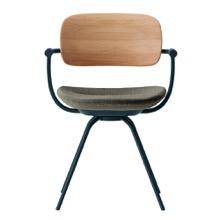 バーテブラ03WOOD （ vertebra03WOOD ） 4本脚 （ 座面回転 ） KG815CD-G1L201 本体  :  ダークグリーン ［ 背WOOD × 座クッション  :  クリア × CD張地  :  L2 / ダークオリーブ ]