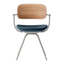 バーテブラ03WOOD （ vertebra03WOOD ） 4本脚 （ 座面回転 ） KG815CD-L4B401 本体  :  ペールオリーブ ［ 背WOOD × 座クッション  :  クリア × CD張地  :  B4 / ダックブルー ]