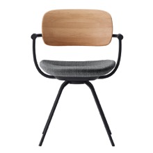 バーテブラ03WOOD （ vertebra03WOOD ） 4本脚 （ 座面回転 ） KG815CD-T1C501 本体  :  ブラック ［ 背WOOD × 座クッション  :  クリア × CD張地  :  C5 / グレー ]