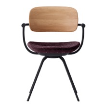 バーテブラ03WOOD （ vertebra03WOOD ） 4本脚 （ 座面回転 ） KG815CD-T1X701 本体  :  ブラック ［ 背WOOD × 座クッション  :  クリア × CD張地  :  X7 / プラムパープル ]