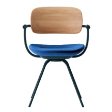 バーテブラ03WOOD （ vertebra03WOOD ） 4本脚 （ 座面回転 ） KG815KC-G11001 本体  :  ダークグリーン ［ 背WOOD × 座クッション  :  クリア × KC張地  :  10 / Ocean ]