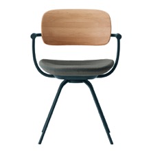 バーテブラ03WOOD （ vertebra03WOOD ） 4本脚 （ 座面回転 ） KG815KC-G11201 本体  :  ダークグリーン ［ 背WOOD × 座クッション  :  クリア × KC張地  :  12 / Mineral ]