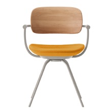 バーテブラ03WOOD （ vertebra03WOOD ） 4本脚 （ 座面回転 ） KG815KC-L4401 本体  :  ペールオリーブ ［ 背WOOD × 座クッション  :  クリア × KC張地  :  4 / Zest ]