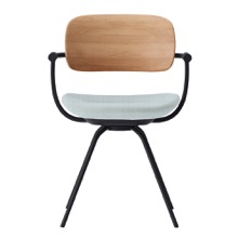 バーテブラ03WOOD （ vertebra03WOOD ） 4本脚 （ 座面回転 ） KG815KC-T1201 本体  :  ブラック ［ 背WOOD × 座クッション  :  クリア × KC張地  :  2 / Gravel ]