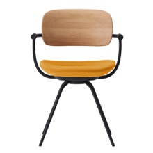 バーテブラ03WOOD （ vertebra03WOOD ） 4本脚 （ 座面回転 ） KG815KC-T1401 本体  :  ブラック ［ 背WOOD × 座クッション  :  クリア × KC張地  :  4 / Zest ]