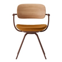 バーテブラ03WOOD （ vertebra03WOOD ） 4本脚 （ 座面回転 ） KG815KS-F21101 本体  :  ブラウン ［ 背WOOD × 座クッション  :  クリア × KS張地  :  11 / Penny ]