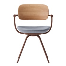バーテブラ03WOOD （ vertebra03WOOD ） 4本脚 （ 座面回転 ） KG815KS-F21401 本体  :  ブラウン ［ 背WOOD × 座クッション  :  クリア × KS張地  :  14 / Foil ]