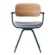 バーテブラ03WOOD （ vertebra03WOOD ） 4本脚 （ 座面回転 ） KG815KS-G11401 本体  :  ダークグリーン ［ 背WOOD × 座クッション  :  クリア × KS張地  :  14 / Foil ]