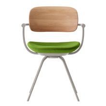 バーテブラ03WOOD （ vertebra03WOOD ） 4本脚 （ 座面回転 ） KG815KS-L4801 本体  :  ペールオリーブ ［ 背WOOD × 座クッション  :  クリア × KS張地  :  8 / Basil ]