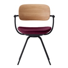 バーテブラ03WOOD （ vertebra03WOOD ） 4本脚 （ 座面回転 ） KG815KS-T11001 本体  :  ブラック ［ 背WOOD × 座クッション  :  クリア × KS張地  :  10 / Cranberry ]