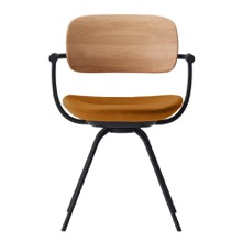 バーテブラ03WOOD （ vertebra03WOOD ） 4本脚 （ 座面回転 ） KG815KS-T11101 本体  :  ブラック ［ 背WOOD × 座クッション  :  クリア × KS張地  :  11 / Penny ]