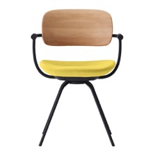 バーテブラ03WOOD （ vertebra03WOOD ） 4本脚 （ 座面回転 ） KG815KS-T1401 本体  :  ブラック ［ 背WOOD × 座クッション  :  クリア × KS張地  :  4 / Mustard ]