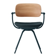 バーテブラ03WOOD （ vertebra03WOOD ） 4本脚 （ 座面回転 ） KG815SD-G1B101 本体  :  ダークグリーン ［ 背WOOD × 座クッション  :  クリア × SD張地  :  B1 / ミッドナイトブルー ]