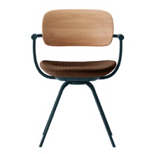 バーテブラ03WOOD （ vertebra03WOOD ） 4本脚 （ 座面回転 ） KG815SD-G1D901 本体  :  ダークグリーン ［ 背WOOD × 座クッション  :  クリア × SD張地  :  D9 / ディープオレンジ ]