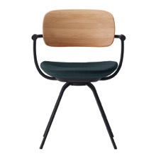 バーテブラ03WOOD （ vertebra03WOOD ） 4本脚 （ 座面回転 ） KG815SD-T1B101 本体  :  ブラック ［ 背WOOD × 座クッション  :  クリア × SD張地  :  B1 / ミッドナイトブルー ]