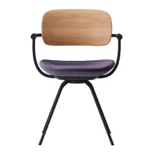 バーテブラ03WOOD （ vertebra03WOOD ） 4本脚 （ 座面回転 ） KG815SD-T1X401 本体  :  ブラック ［ 背WOOD × 座クッション  :  クリア × SD張地  :  X4 / グレイッシュパープル ]